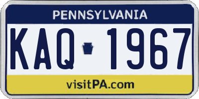 PA license plate KAQ1967