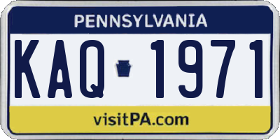 PA license plate KAQ1971