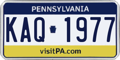 PA license plate KAQ1977