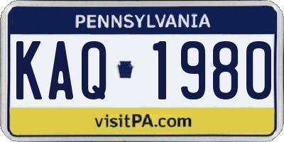 PA license plate KAQ1980