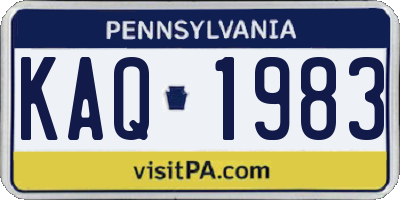 PA license plate KAQ1983