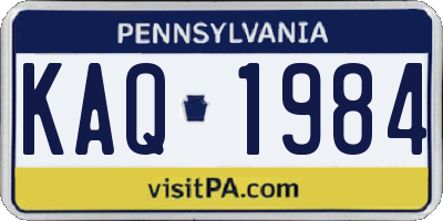 PA license plate KAQ1984