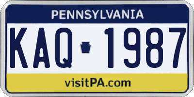 PA license plate KAQ1987
