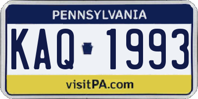 PA license plate KAQ1993