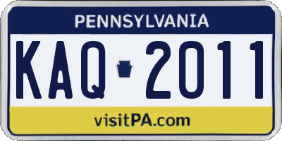 PA license plate KAQ2011