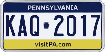 PA license plate KAQ2017