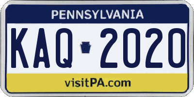 PA license plate KAQ2020