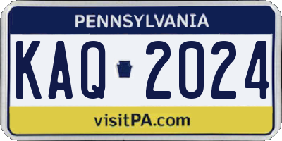 PA license plate KAQ2024