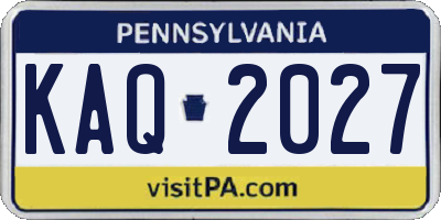PA license plate KAQ2027