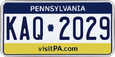 PA license plate KAQ2029