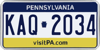 PA license plate KAQ2034