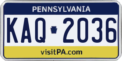 PA license plate KAQ2036