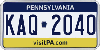 PA license plate KAQ2040