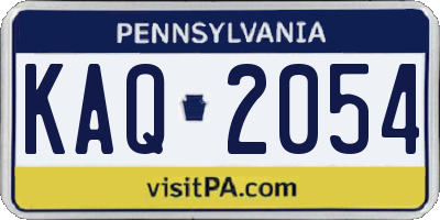 PA license plate KAQ2054