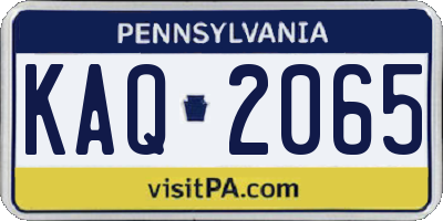 PA license plate KAQ2065