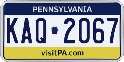PA license plate KAQ2067