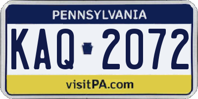 PA license plate KAQ2072