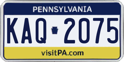 PA license plate KAQ2075