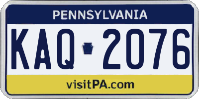 PA license plate KAQ2076