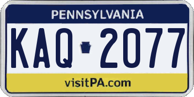 PA license plate KAQ2077
