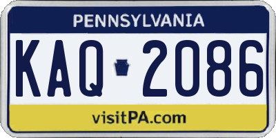 PA license plate KAQ2086