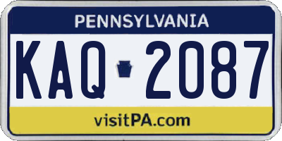 PA license plate KAQ2087