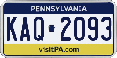PA license plate KAQ2093