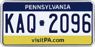 PA license plate KAQ2096