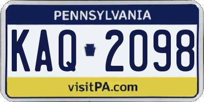 PA license plate KAQ2098