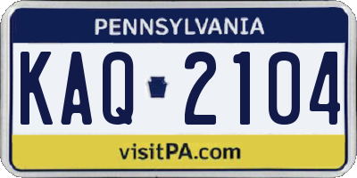 PA license plate KAQ2104