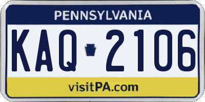 PA license plate KAQ2106
