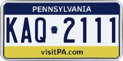PA license plate KAQ2111
