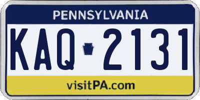 PA license plate KAQ2131