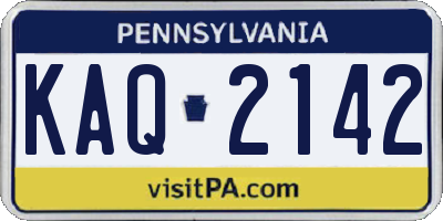 PA license plate KAQ2142