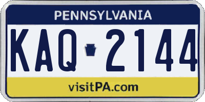 PA license plate KAQ2144