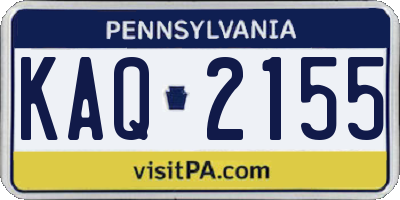 PA license plate KAQ2155