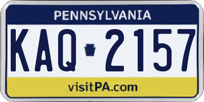 PA license plate KAQ2157