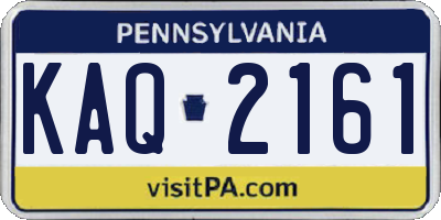 PA license plate KAQ2161