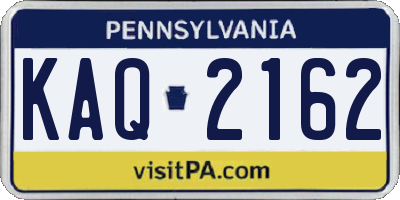 PA license plate KAQ2162