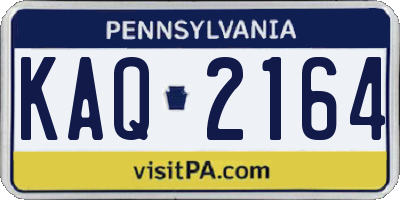 PA license plate KAQ2164