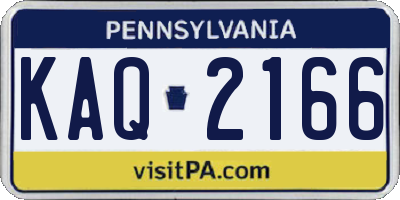 PA license plate KAQ2166