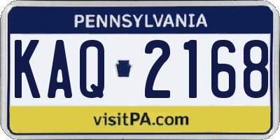 PA license plate KAQ2168