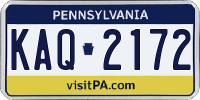 PA license plate KAQ2172