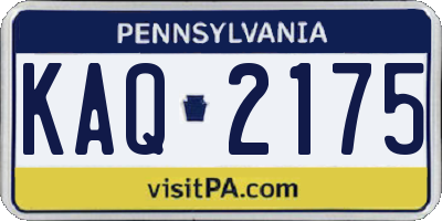 PA license plate KAQ2175