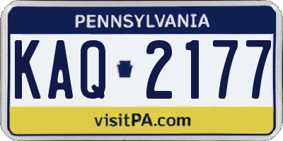 PA license plate KAQ2177