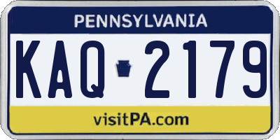 PA license plate KAQ2179