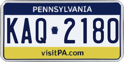 PA license plate KAQ2180