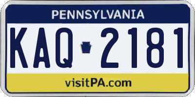 PA license plate KAQ2181