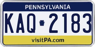 PA license plate KAQ2183