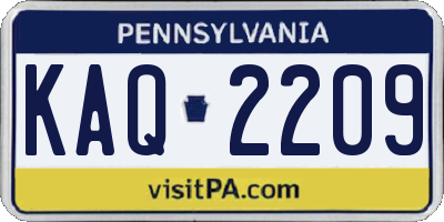 PA license plate KAQ2209